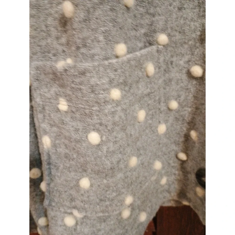 NWT Madewell Texture/Thread Boxy Bobble Cardigan Woman's Gray White Polka Dot M - Picture 6 of 12